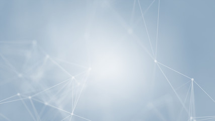 Abstract futuristic with connection lines on blue background. Plexus structure. Concept of Science, Business, Communication, Medical, Technology, Network, Cyber, Sci-fi. Illustration. 3D rendering