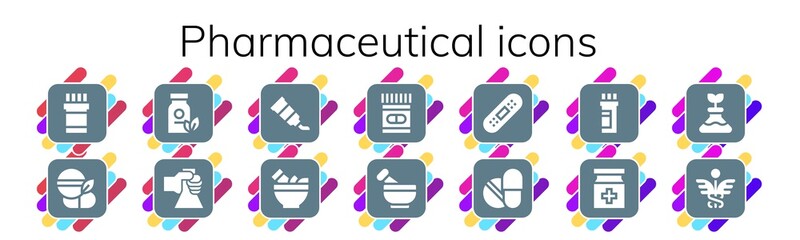 Modern Simple Set of pharmaceutical Vector filled Icons