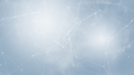 Abstract futuristic with connection lines on blue background. Plexus structure. Concept of Science, Business, Communication, Medical, Technology, Network, Cyber, Sci-fi. Illustration. 3D rendering