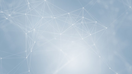 Abstract futuristic with connection lines on blue background. Plexus structure. Concept of Science, Business, Communication, Medical, Technology, Network, Cyber, Sci-fi. Illustration. 3D rendering