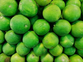 Fresh green lemon from market In Indonesia