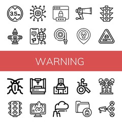 warning simple icons set