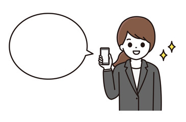 女性 スマホ スーツ イラスト 吹き出し