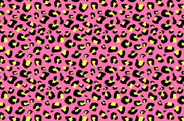 seamless pattern with leopard design style on pink background.