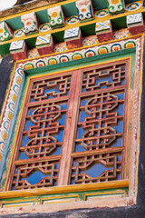 window in Songzanlin Temple or the Ganden Sumtseling Monastery also known as little Potala Palace in Lhasa, is a Tibetan Buddhist monastery located in Zhongdian city ( Shangri-La) Yunnan, China