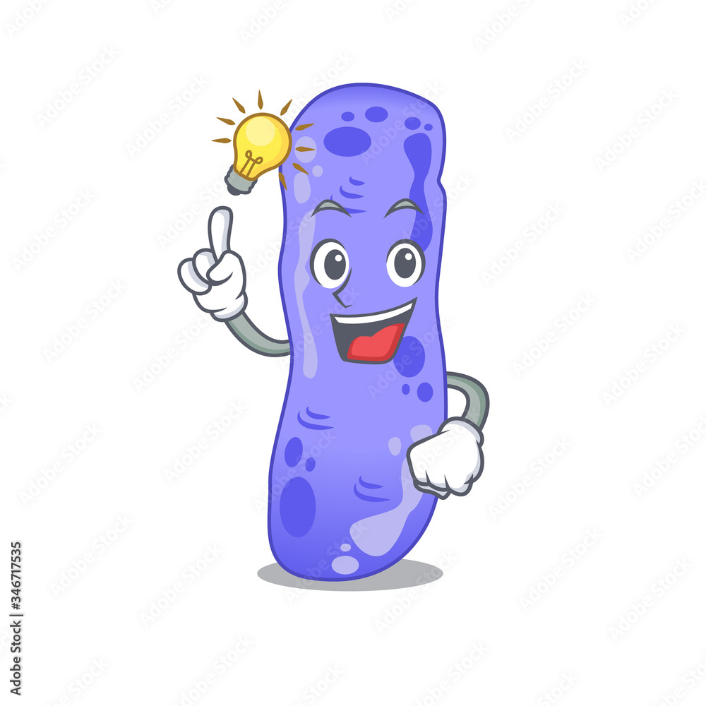 Sticker Mascot character design of legionella with has an idea smart gesture