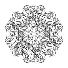 Vector abstract black and white ethnic mandala motif