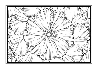 Floral petals decorative ornamental coloring page for art therapy
