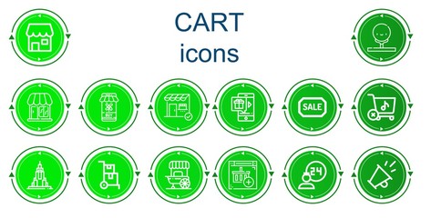 Editable 14 cart icons for web and mobile