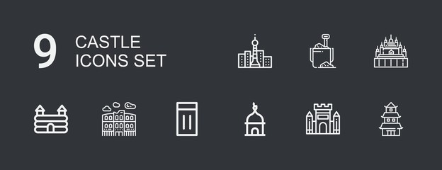 Editable 9 castle icons for web and mobile