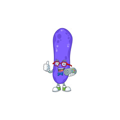 Escherichia coli talented gamer mascot design play game with controller