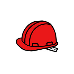 construction helmet doodle icon