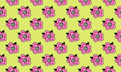 Seamless pattern with hand drawn flower heads. Textile and fabric print template. Floral design element. Spring and summer symbol