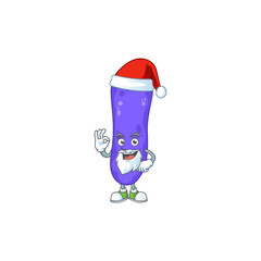 Friendly escherichia coli Santa cartoon character design with ok finger