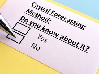 Obraz premium One person is answering quetion about casual forecasting method.