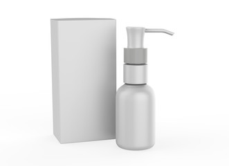 Small bottle with dispenser mock up isolated on white background. 3d illustration
