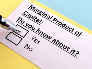 Obraz premium One person is answering quetion about marginal product of capital.
