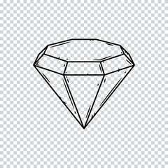 Diamond on a transparent background. Vector illustration.
