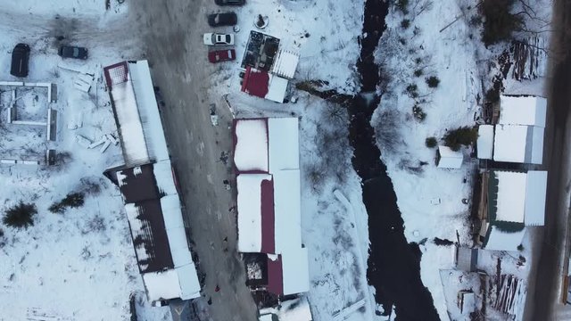 Aerial Shot | Gemba Mountains Ukraine | Ski & Snowboarding mountain in Ukraine | Snow & Winter Time in Ukraine Village of Gemba | Top of the Mountain | Sea of Clouds in Mountains.