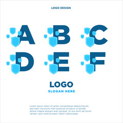 set initial letter logo shield for technology