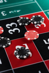 A Roulette table close up