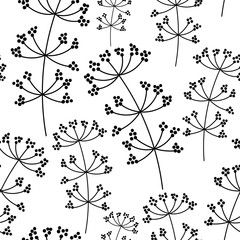 Vector Botanical seamless background with white twigs on blue . Decorative texture for fabric, Wallpaper, stationery, bedding