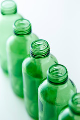 Empty bottles on white background 