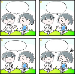 Primary school four-frame comic