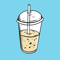 Fresh Smoothie. Cartoon vector illustration. Isolated on blue background.