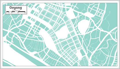 Obraz premium Goyang South Korea City Map in Retro Style. Outline Map.