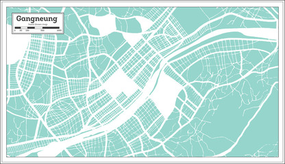 Fototapeta premium Gangneung South Korea City Map in Retro Style. Outline Map.