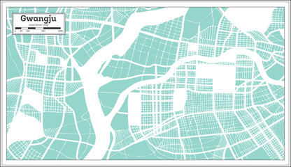 Gwangju South Korea City Map in Retro Style. Outline Map.