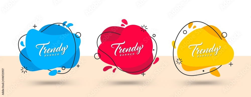 Poster Trendy set of abstract banners. Vector bright template banners. Template ready for use in web or print design.