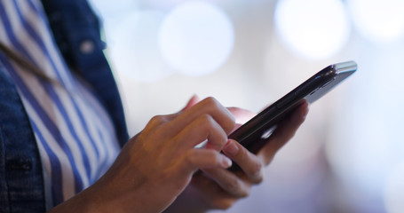Woman use of smart phone at outdoor
