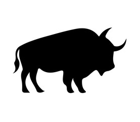 Silhouette of bull on white background