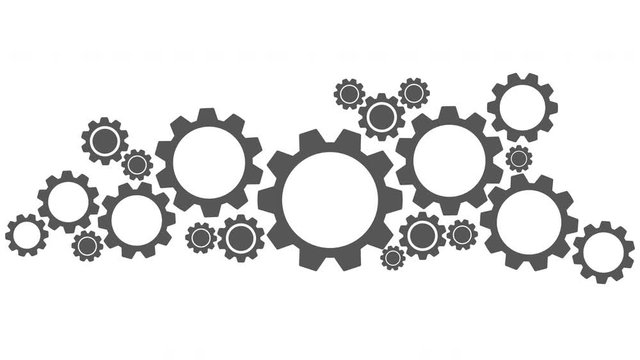 Spinning gears animation with alpha channel (transparent background)