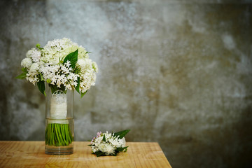 Flower bouquet in glass vase 