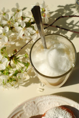 Coffee and flowering branch