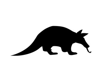 Silhouette of anteater on white background.