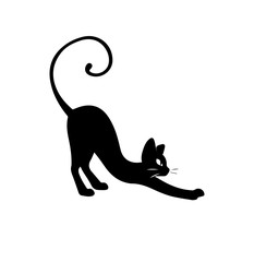 Cat silhouette on white background.