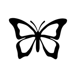 Silhouette of butterfly on white background