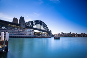Sydney Harbour Australia on a sunny clear blue sky day with the turquoise colours of the bay