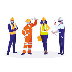 Industrial workers working with face mask