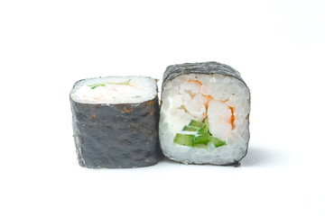 sushi and rolls on a white background food