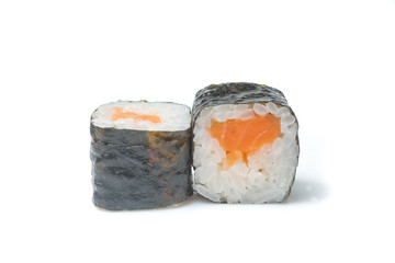 sushi and rolls on a white background food