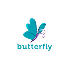 Color butterfly logo Ideas. Inspiration logo design. Template Vector Illustration. Isolated On White Background.