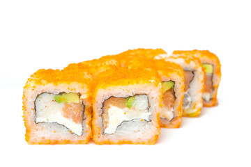 sushi and rolls on a white background food