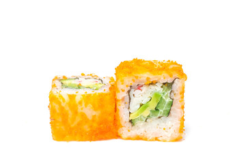 sushi and rolls on a white background food
