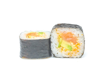 sushi and rolls on a white background food