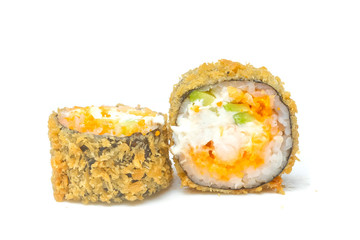 sushi and rolls on a white background food